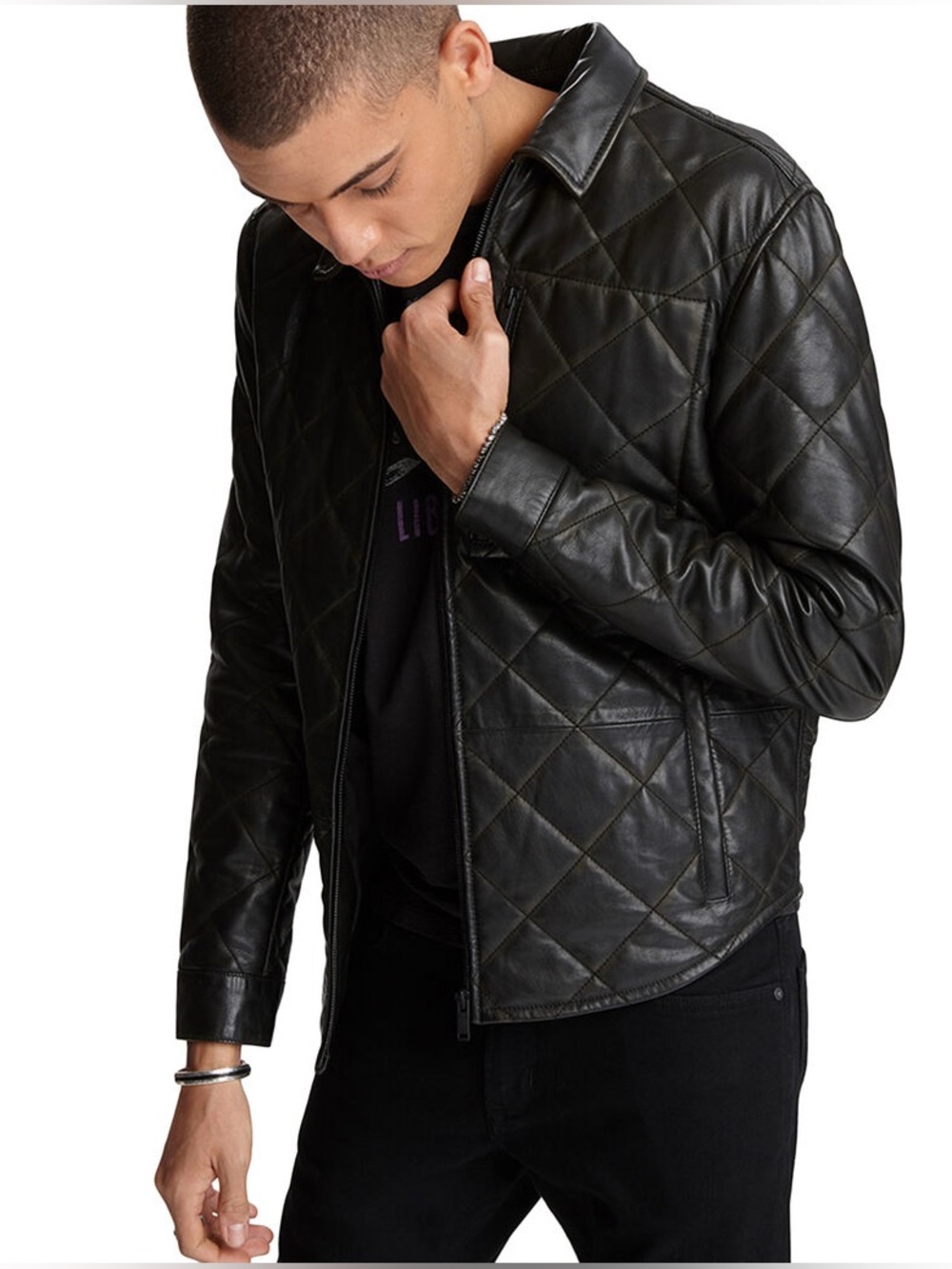 Brand new John Varvatos Quilted Leather Jacket size large